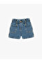 Cotton Pocket Detailed Elastic Waist Denim Shorts