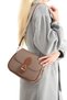 Women's Dark Mink 3 Compartment Column Strap Hand and Shoulder Bag - 3