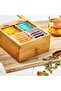 Tea Box - Premium Bamboo Organizer with 4 Compartments & Glass Lid - 4