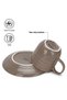 Porcelain Tea Cups with Saucer 180mL Set of 2, Firmina New Bone China Golden Rims Brown - 3