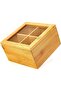Tea Box - Premium Bamboo Organizer with 4 Compartments & Glass Lid - 6