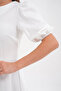 White Atlas Fabric Crew Neck Princess Sleeve Detail Midi Dress 220 - 8