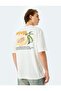 Short Sleeve Viscose Blend Crew Neck Oversize Back Printed T-Shirt - 4