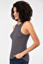 Weweus Anthracite Viscose Camisole Halter Neck Ribbed Look Athlete Body T-Shirt 2107 - 5