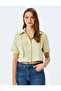 Modal Fabric Short Sleeve Pocket Detail Crop Shirt - 2