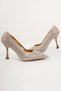 Women's Gold Pointed Toe Stone Evening Shoes - 2