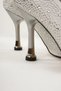 Women's Silver Pointed Toe Stone Evening Shoes - 4