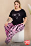 Lady Plus Size Polka Dot Leg Detail Pajamas Short Sleeve Pajamas Set 11004 - 3