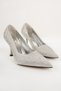 Women's Silver Pointed Toe Stone Evening Shoes