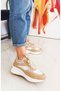 Skin Color Denim Knitwear Material Lace-Up 36-37-38-39-40 Size Women's Sneakers - 4