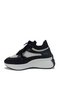 Black Color Denim Knitwear Material Lace-Up Sneakers Women's Sports Shoes between Sizes 36-40