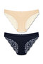 2 Pack Cotton Back Leg Lace Slip Women's Panties