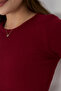 2-Piece Ribbed Short Sleeve and Strap Burgundy Body Crop Blouse - 6