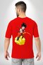Son Goku Dragon Ball Anime Back Printed Cotton Combed Cotton Women Men Red T-Shirt - 5