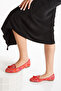 Women's Genuine Leather Multi Color Ballerinas 1037 Red Color - 2