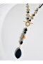 Long Natural Stone and Real Pearl Design Necklace 75cm - 3