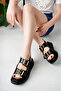 Wedge Heeled Double Strap Women's Sandals with Elastic Back Buckle - 2