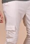 Men's Cream Baggy Straight Loose Cut Cargo Pocket Jeans - 3