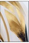 Hari̇kabi̇rev | Gold-Grey Abstract Leaf Patterned Combination 01 | Tempered Frame Glass Table 2 Pieces Vertical - 2