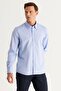 Men's Blue Slim Fit Narrow Cut Button Collar 100% Cotton Oxford Shirt