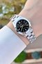 Silver Color Women's Wristwatch with Black Cord - 4