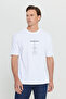 Men's Off-White Long Fit Slim Fit Crew Neck 100% Cotton Printed T-Shirt - 3