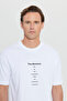 Men's Off-White Long Fit Slim Fit Crew Neck 100% Cotton Printed T-Shirt - 4