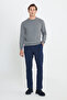 Men's Gray Melange Cotton Standard Fit Regular Cut Crew Neck Knitwear Sweater - 2