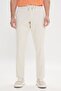 Men's Beige Oversize Loose Cut Waist Tied Cotton Stretchy Dobby Side Pocket Trousers - 2