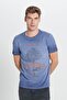 Men's Indigo Standard Fit Regular Fit 100% Cotton Flared Crew Neck T-Shirt - 3
