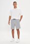 Men's Gray Melange Standard Fit Regular Cut Cotton Stretchy Knitted Shorts
