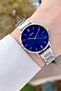 Silver Color Women's Wristwatch with Dark Blue Cord - 5