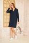 Women's Navy Blue Polo Neck Midi Long Sleeve Glittery Corded Fabric Sports Knit Dress Yb2988210 2988176 - 4