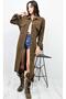 Women's Melton Belt Pack Double Pocket Buttoned Long Oversized Lumberjack Shirt Tunic Dress 3280350