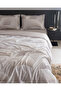 Rochelle King Size 100% Cotton Printed Satin Bed Sheet Pieces Duvet Cover Set - Beige - 2