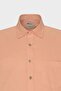 Men's Orange Comfort Fit Relaxed Cut Button Collar Linen Look 100% Cotton Short Sleeve Shirt - 7