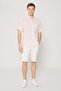 Men's Pink Comfort Fit Relaxed Cut Button Collar Linen Look 100% Cotton Short Sleeve Shirt - 2