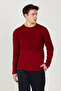 Men's Red Anti-pilling Non-pilling Standard Fit Crew Neck Textured Knitwear Sweater
