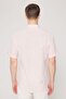 Men's Pink Comfort Fit Relaxed Cut Button Collar Linen Look 100% Cotton Short Sleeve Shirt - 5