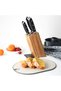 6-Piece Knife Set w/ Wooden Block Chef Knife, Slicer Knife, Bread Knife, Utility Knife, Paring Knife - 5