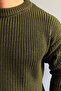 Men's Khaki Regular Fit Crew Neck Braided Knitwear - 2