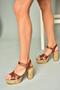 U 996251509   Tan Platform Thick Heeled Women's Shoes - 5