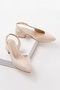 Duara Beige Side Buckle (4 cm Heel Height) Pointed Toe Heeled Ballerina Shoes - 3