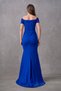 Cobalt Blue Crepe Fabric Sweetheart Neckline Off the Shoulder Detail Sweep Train Design Maxi Dress 582988 - 3
