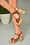 U 996251509   Tan Platform Thick Heeled Women's Shoes