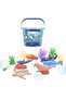 21Pcs Ocean World Bucket Set 5Pcs w/ Marine Animal, 5Pcs Ocean Ball Accessories & 1 Basket