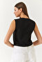 Women's Black Bow Tie Woven Vest 60261380 - 6