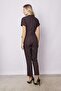 Stylish Coffee Color Wrap Neckline Off-Shoulder Lace-Up Ankle Length Office Jumpsuit - Lightweight Lycra Fabric - 7