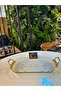 Timeless Gold Gilded, Decorative Serving Tray with Gold Metal Handles, Kayık Plate - 4