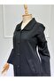 Women's Knitwear Collar and Pockets Embroidered Cap with Stones - 4